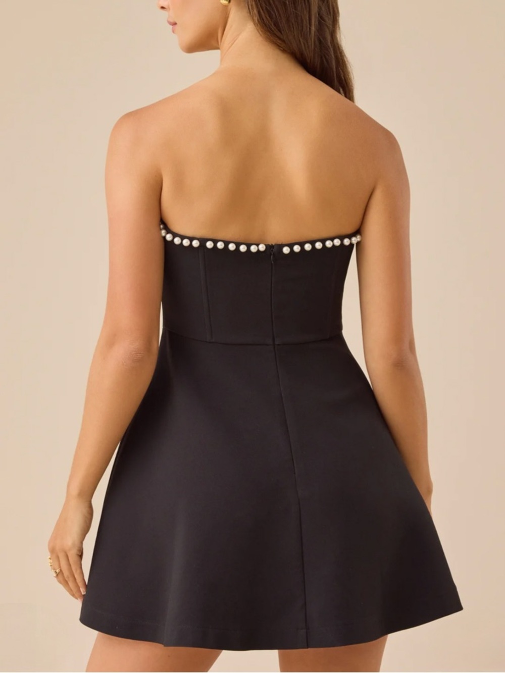 Altar'd State Londyn Black Strapless Pearl Embellished Mini Dress NWT Size S - Picture 2 of 9